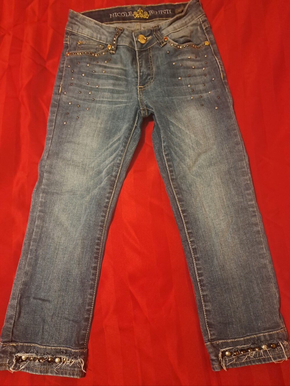 Nicole Blue Straight Jeans with Stud Details